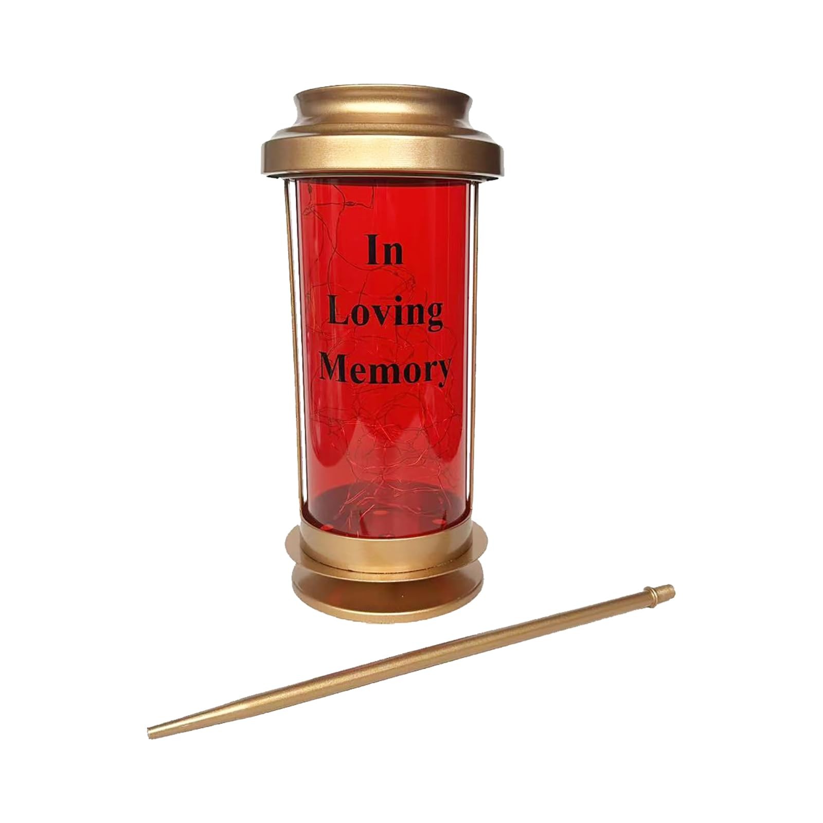 Gold Metal & Red Acrylic Outdoor Solar Candle Holders, Decorative Candle Lant...