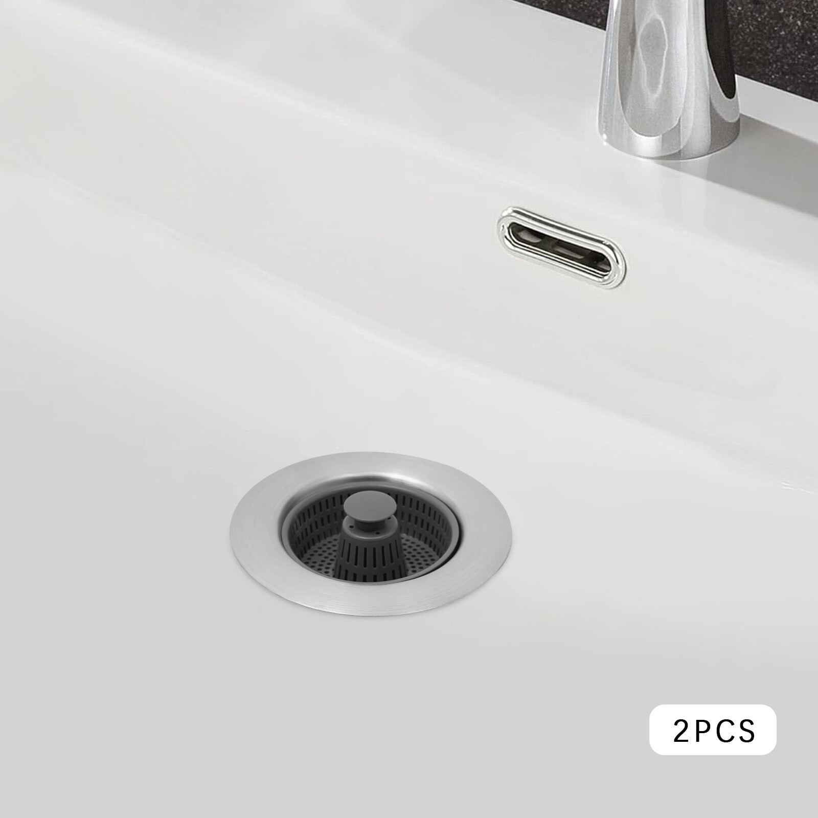 Anti-Clogging Basket Strainer with Pop-Up Core Kitchen Sink Drain Strainer