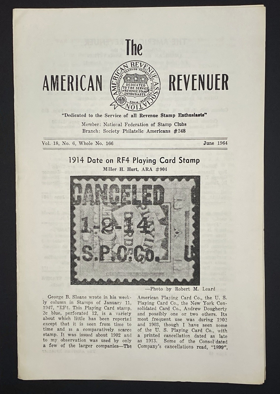 The American Revenuer Volume 18 No 6 Whole No 166 June 1964 Stamp Ephemera