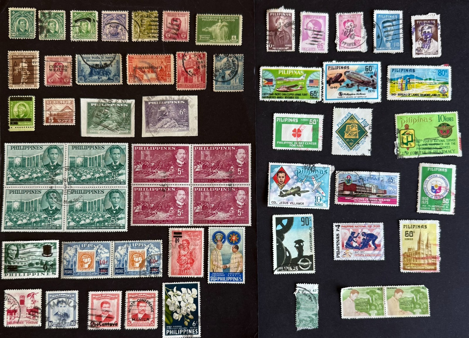 Phillipines Stamps Lot Bundle (55 Stamps) 2 Scans Used Asia Fillipino Stamps