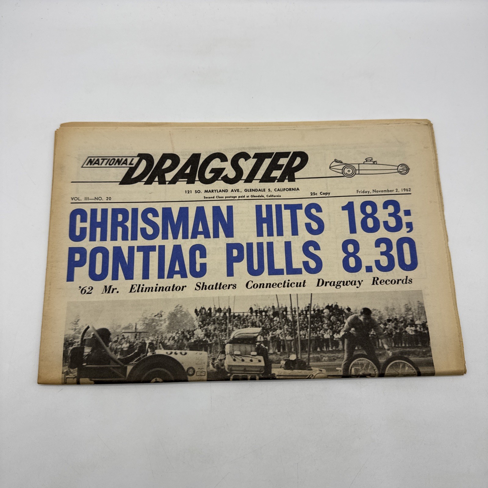 NOV 2 1962  NATIONAL DRAGSTER NEWS - VINTAGE DRAG RACING PUBLICATION - PONTIAC