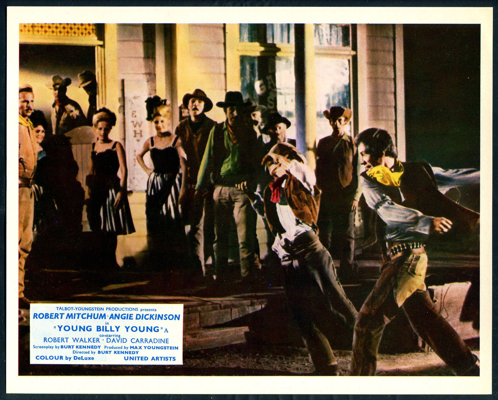 DAVID CARRADINE HITTING ROBERT MITCHUM WESTERN Young Billy Young ‘69