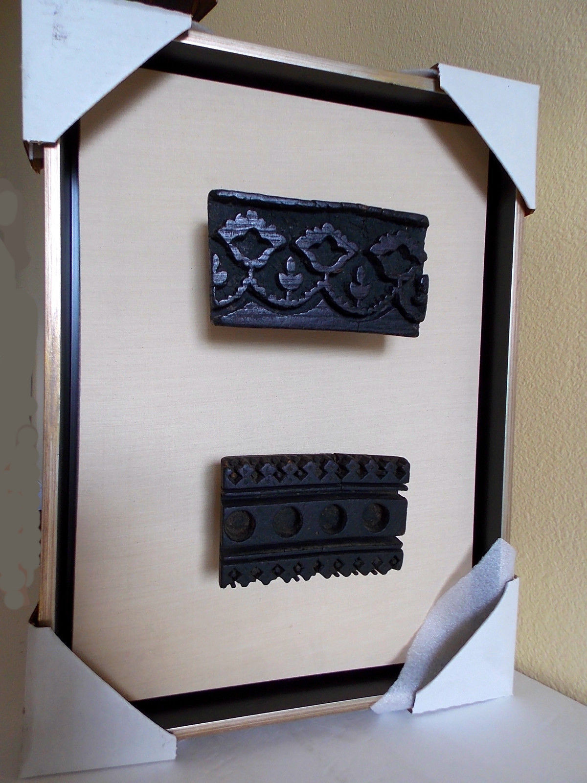 Soicher Marin Alice Lane Framed Batik Stamps Wood Printing Block Art 19x14 Large