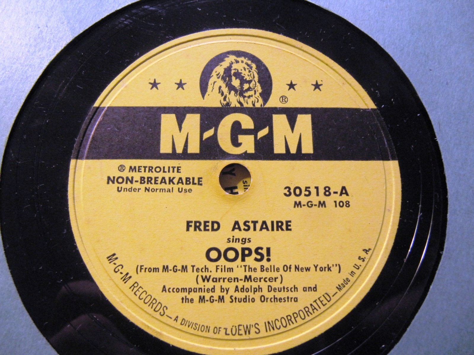 FRED ASTAIRE Movie Soundtrack ROYAL WEDDING You're All The World To Me MGM 70