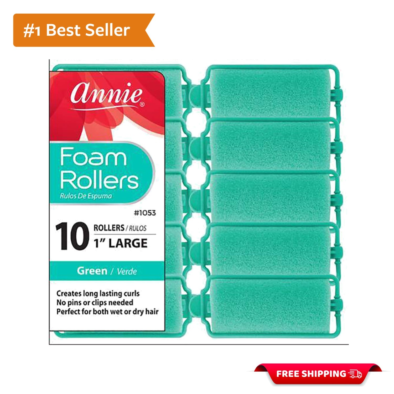 10 Count Soft Foam Hair Rollers - No Pins Needed for Comfortable Heatless Curls