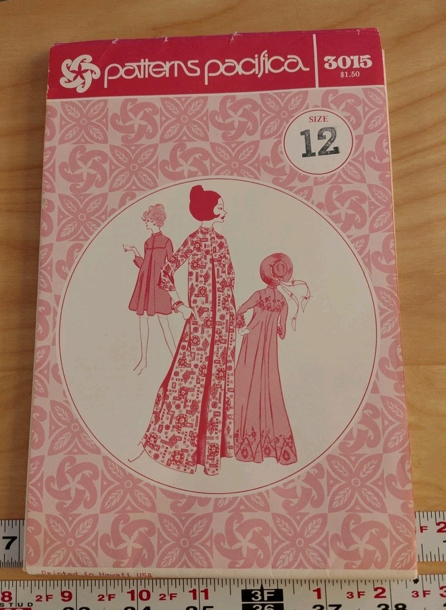 Vtg Patterns Pacifica 3015 Hawaiian Muu Muu Dress Uncut Sz 12 Luau Costume