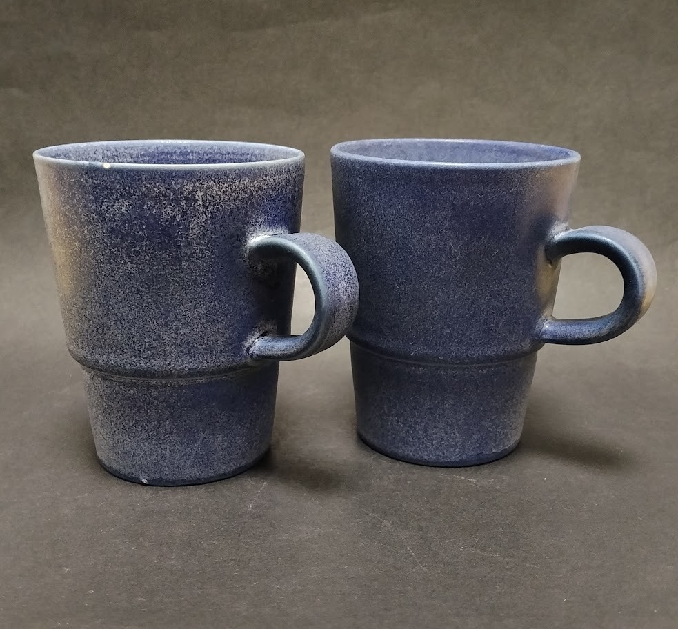 Set 2 Hoganas Keramik Coffee Mug Tea Cup Pair Denim Blue Sweden