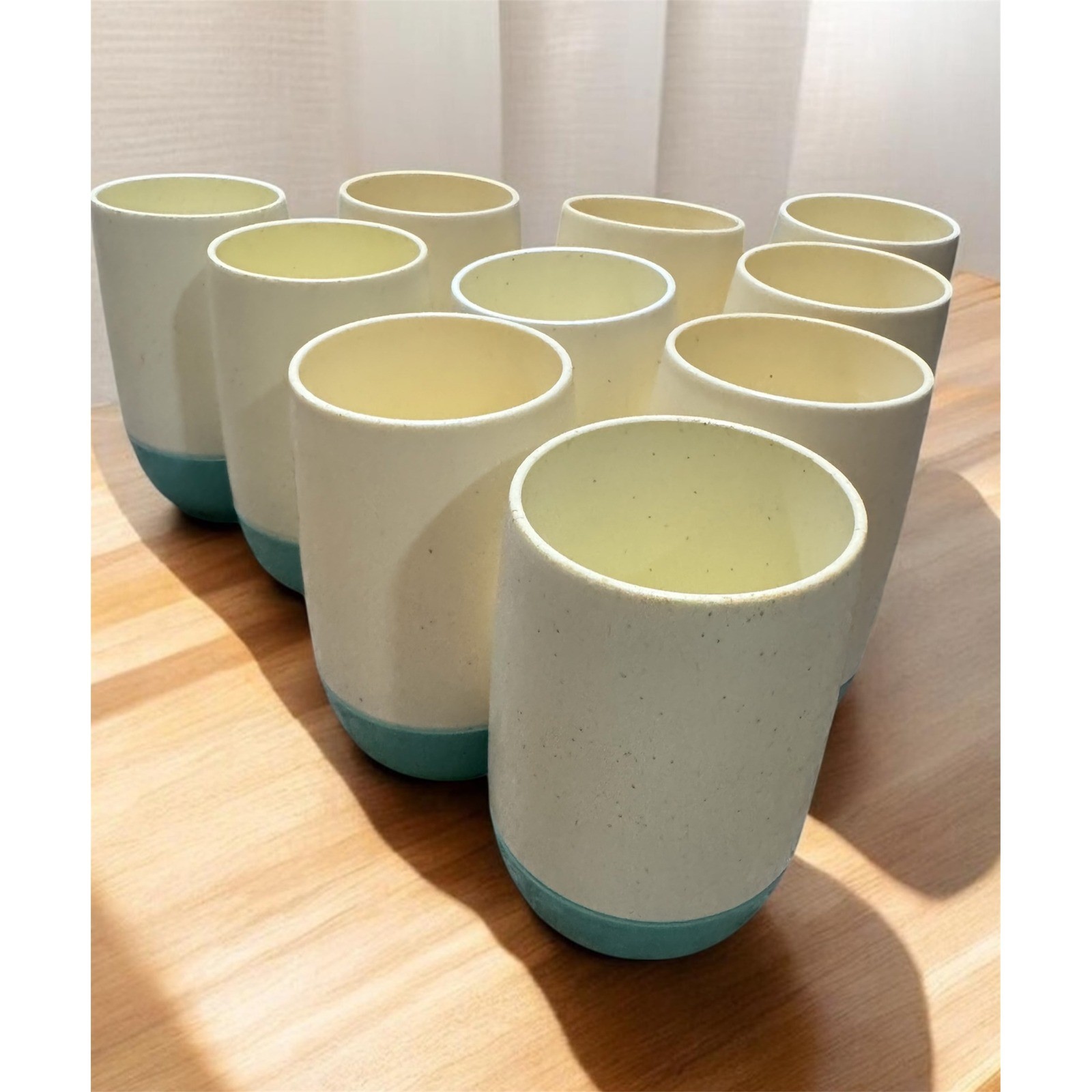 Vintage Vacron Bopp-Decker Plastics Set of 10 Tumblers Cream Turquoise MCM USA