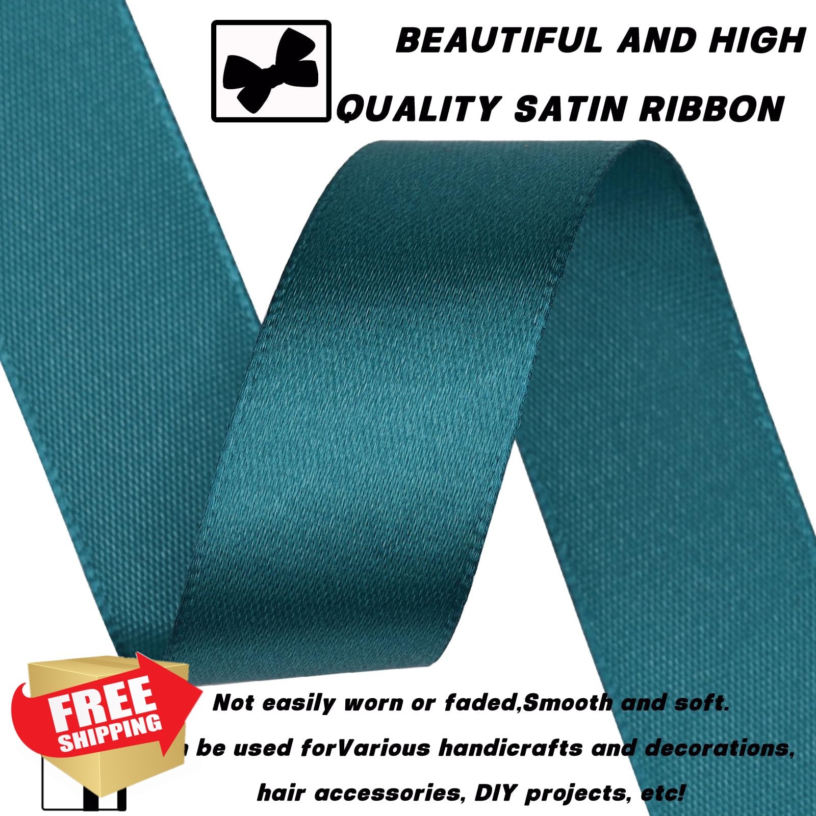 NISDOCF 7/8" Greenish Blue Satin Ribbon 60 Yards Craft