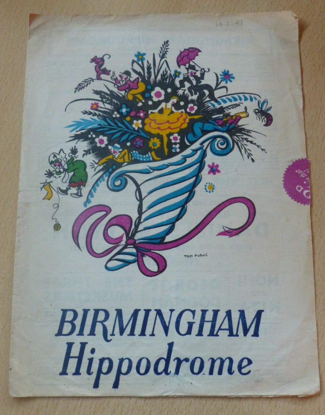 Bonar Colleano  & Brothers Adelaide Hall Birmingham Theatre Variety Program 1941