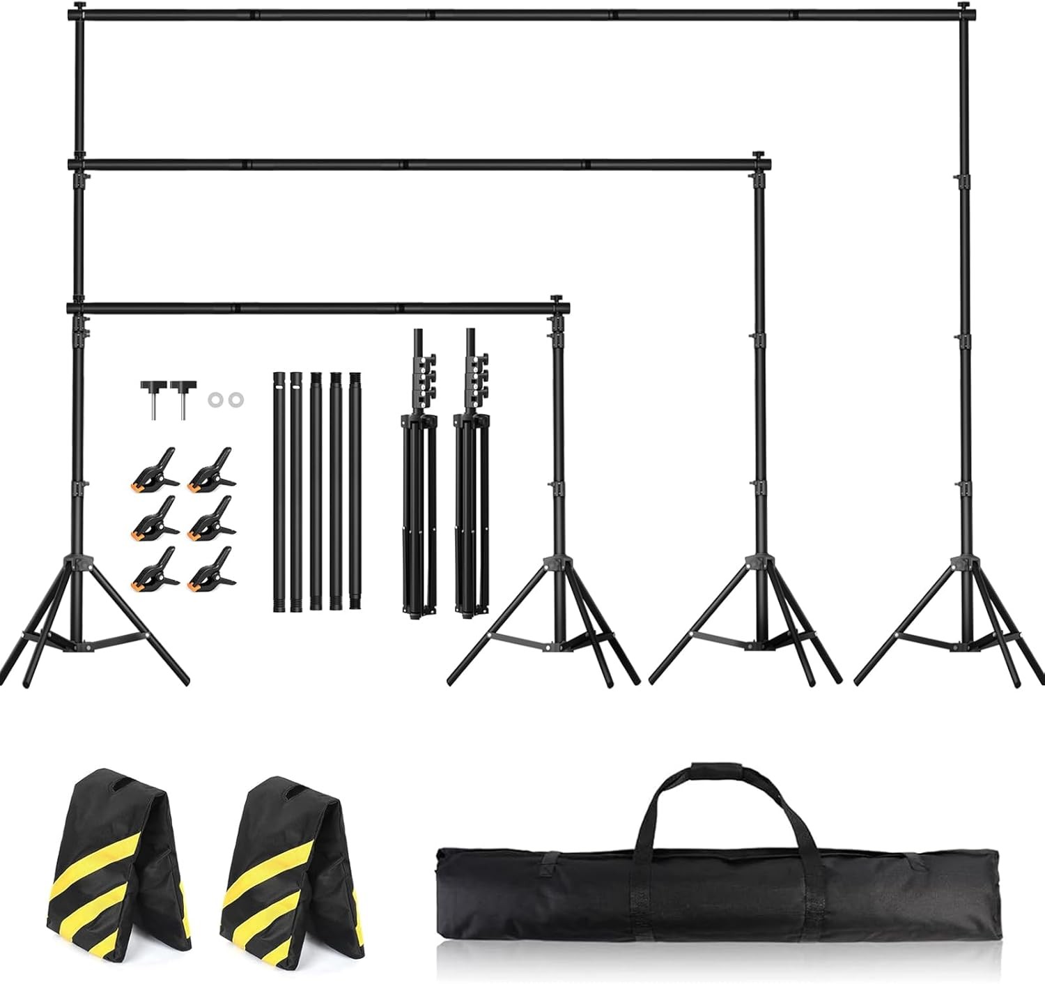 Telescopic Backdrop Stand Photography Photo Background W/ Sandbags&Spring Clamps