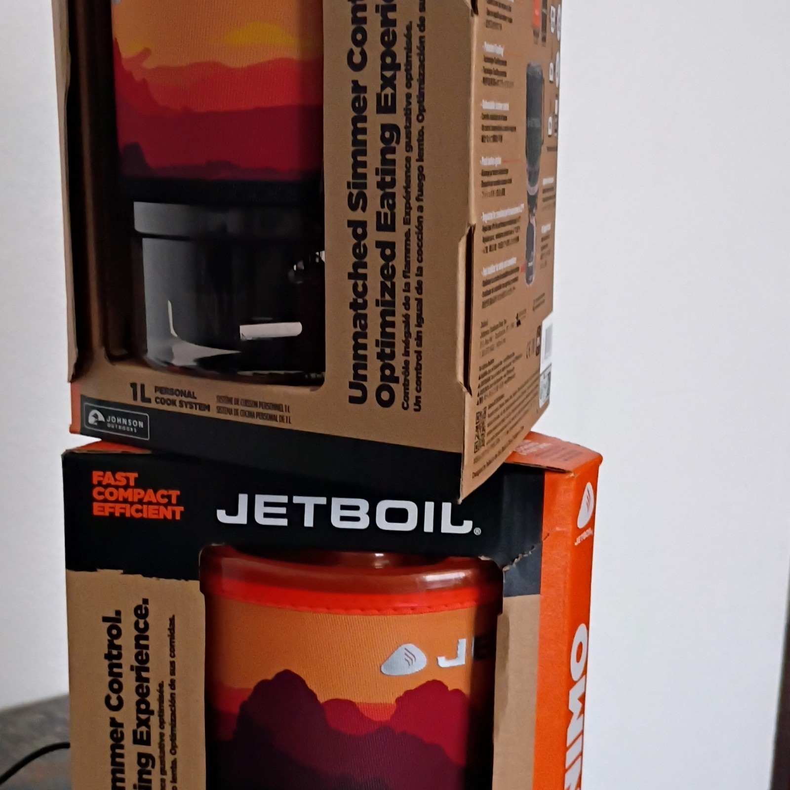 Jetboil MiniMo Camping Stove System Portable Push Button Igniter Orange Red