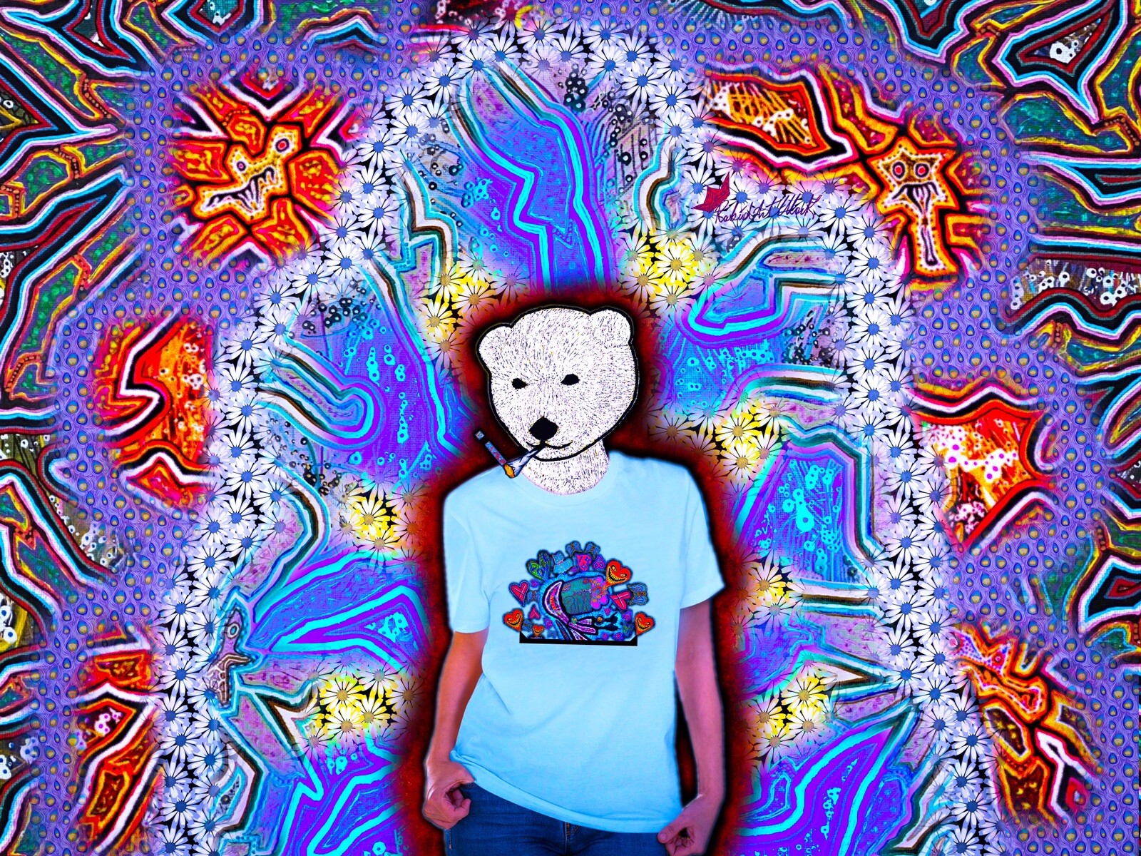 RAW HEADs #163 She Bear 1of1 Digital Street Art Brut by RabidArtWork