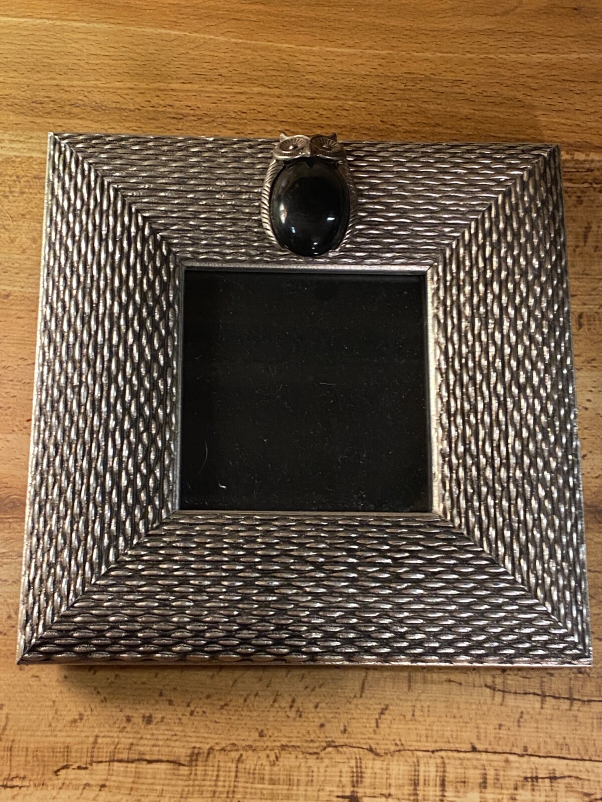 Owl Wood Picture Frame Wood Silver Wall decoration 8x8 inside 4x4