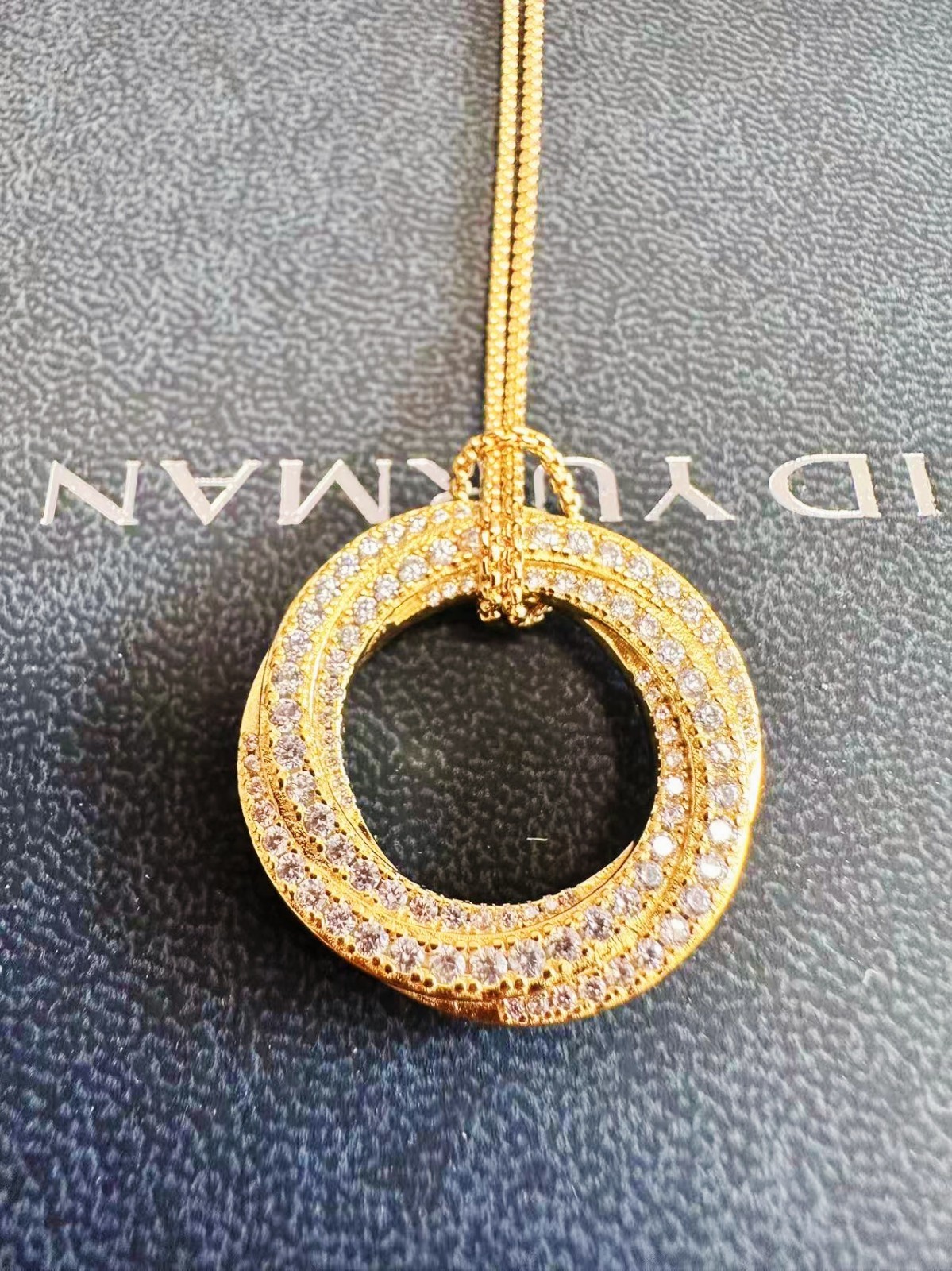 Gift/DavldYURMAN26mm*Crossover&Sterling/Silver/Gold Diamond Pendant Necklace17in