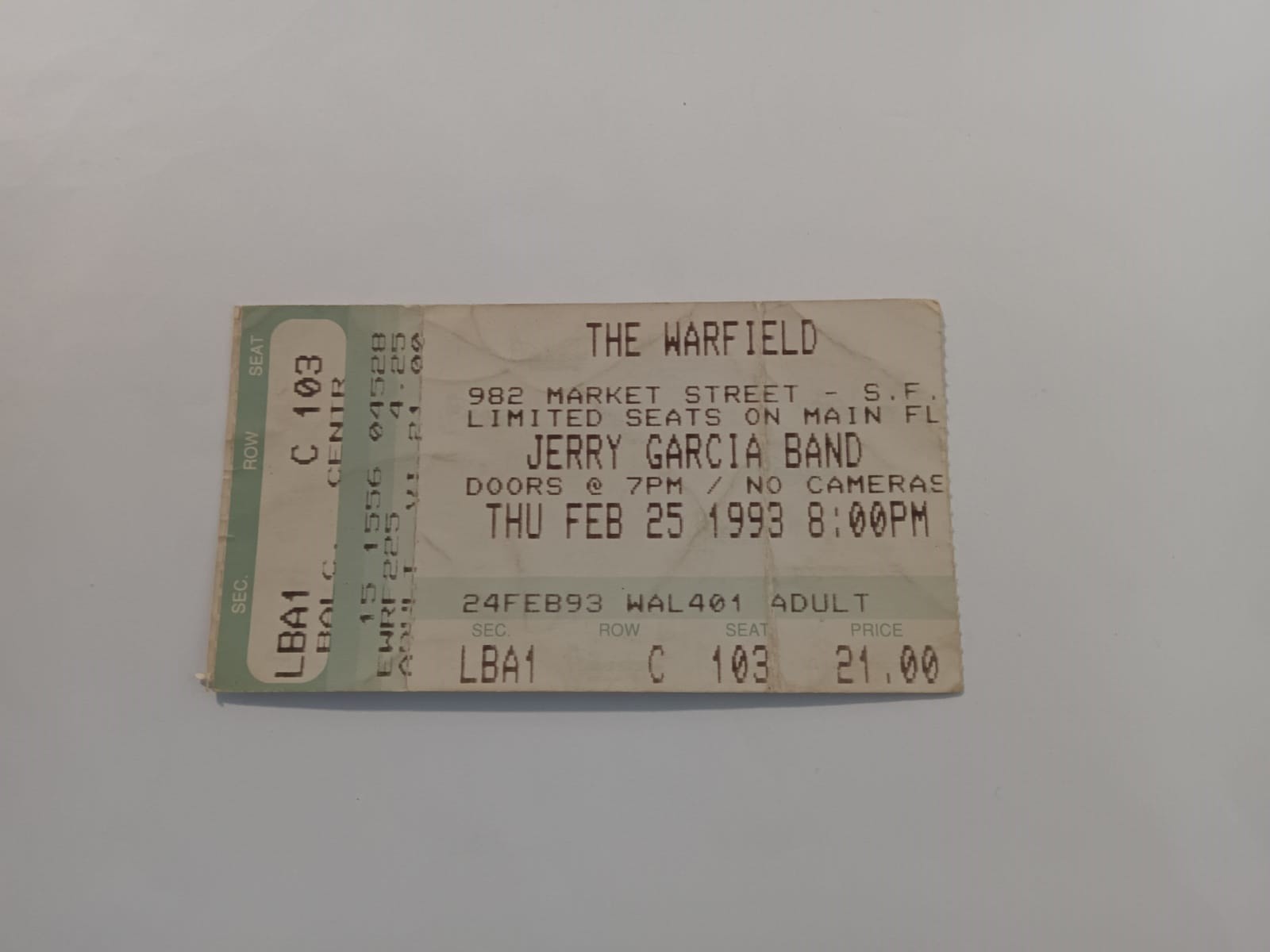 Jerry Garcia Band - The Warfield - February 25, 1993