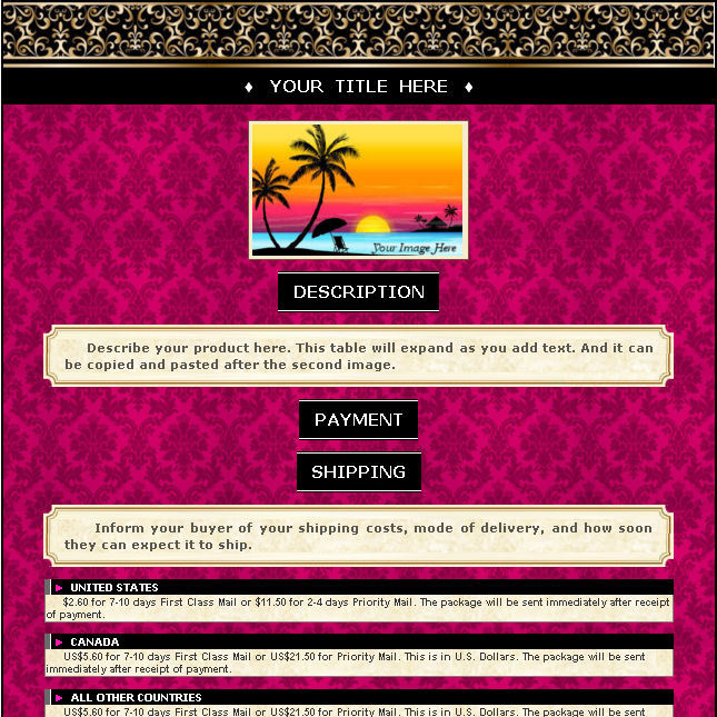 AUCTION TEMPLATE Victorian Maroon Floral Design  - FREE SHIPPING