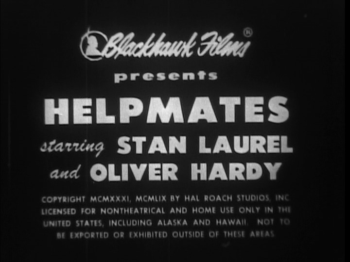 16MM SOUND-"HELPMATES"-1932-STAN & OLLIE-BLACKHAWK FILMS B/W PRINT ON 800' REEL