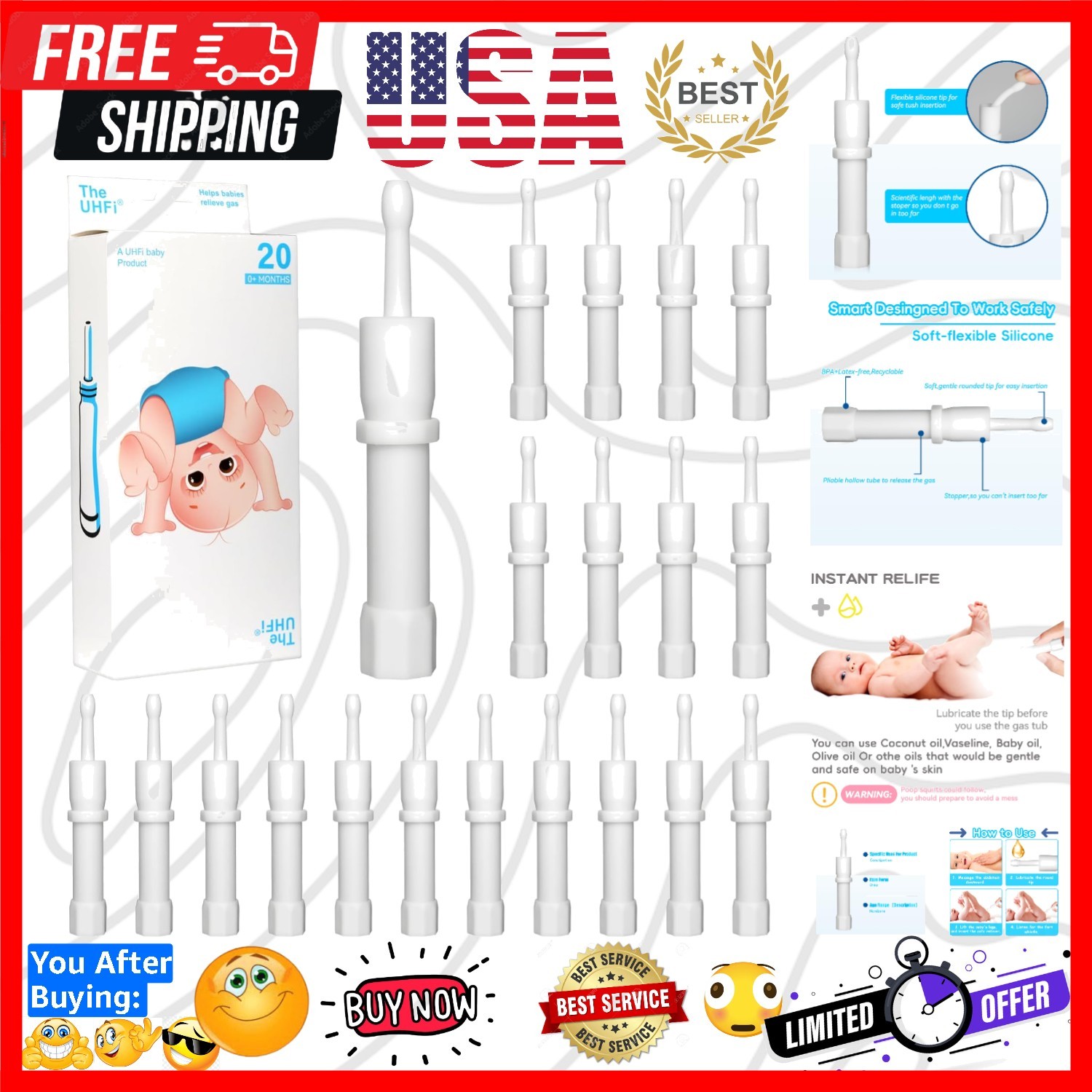 Gas and Colic Reliever for Babies, Baby Gas Colic Relief, Natural Solution fo...