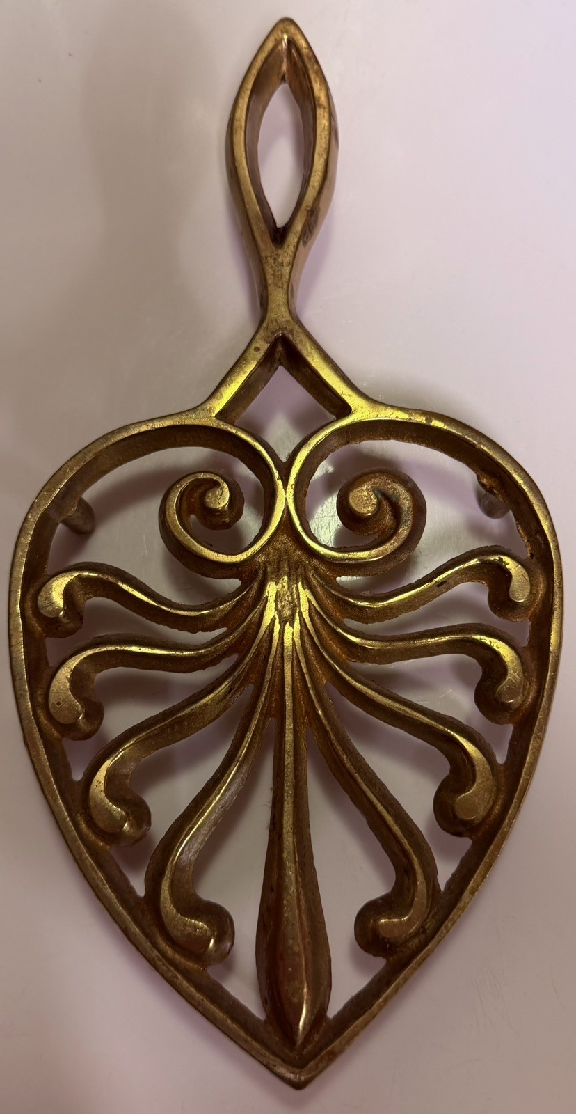 Solid Brass Trivet Sun Footed Heart Art Nouveau Trivet Hot  Kern Ligonier PA