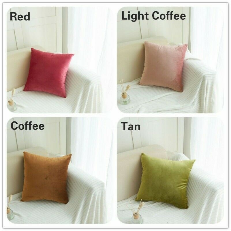 Soft Velvet Cushions Covers Home Decor Sofa Waist PILLOW CASES Solid Modern Cosy