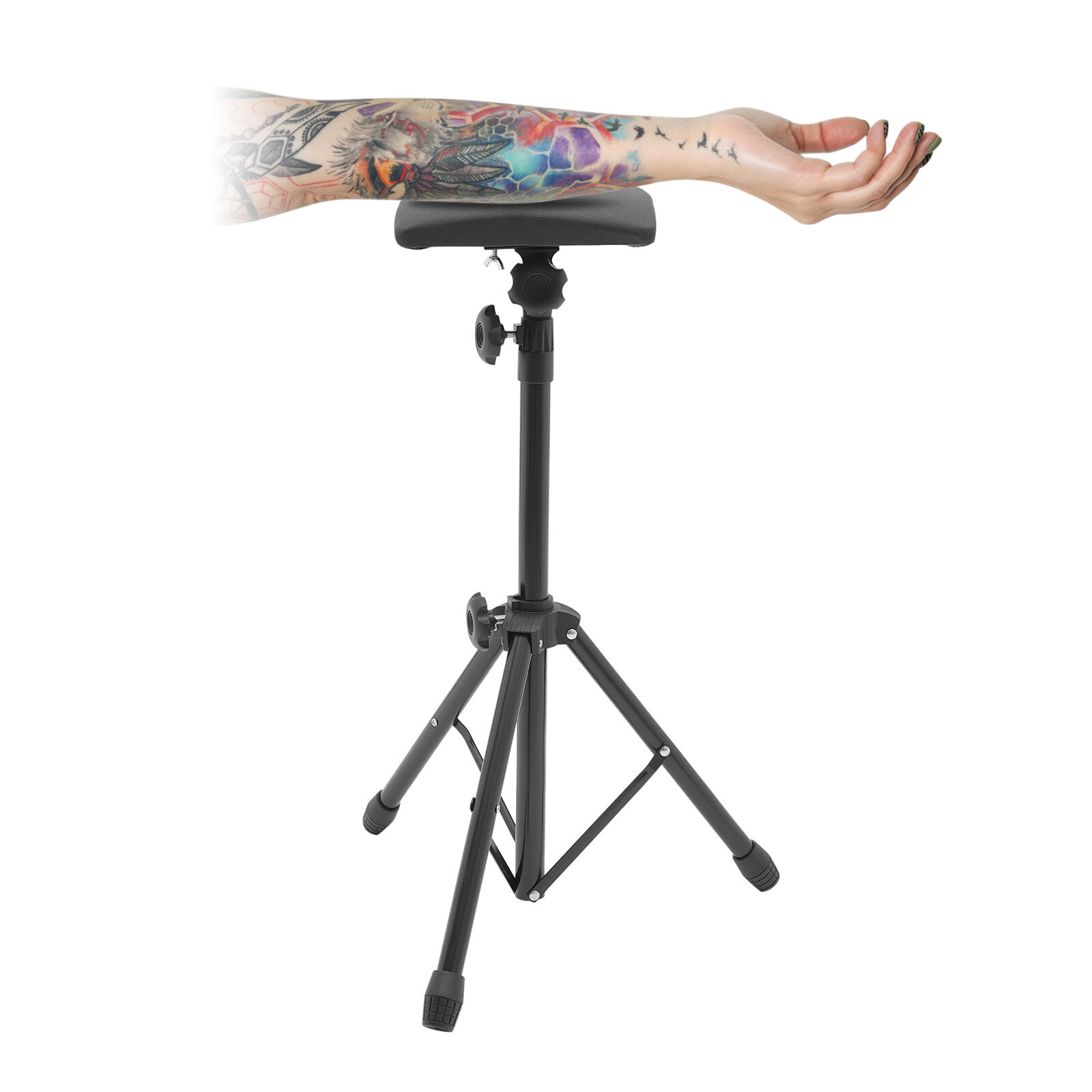 Black Heavy Duty Tattoo Armrest Adjustable Sponge Pad Arm Leg Rest Tripod Stand