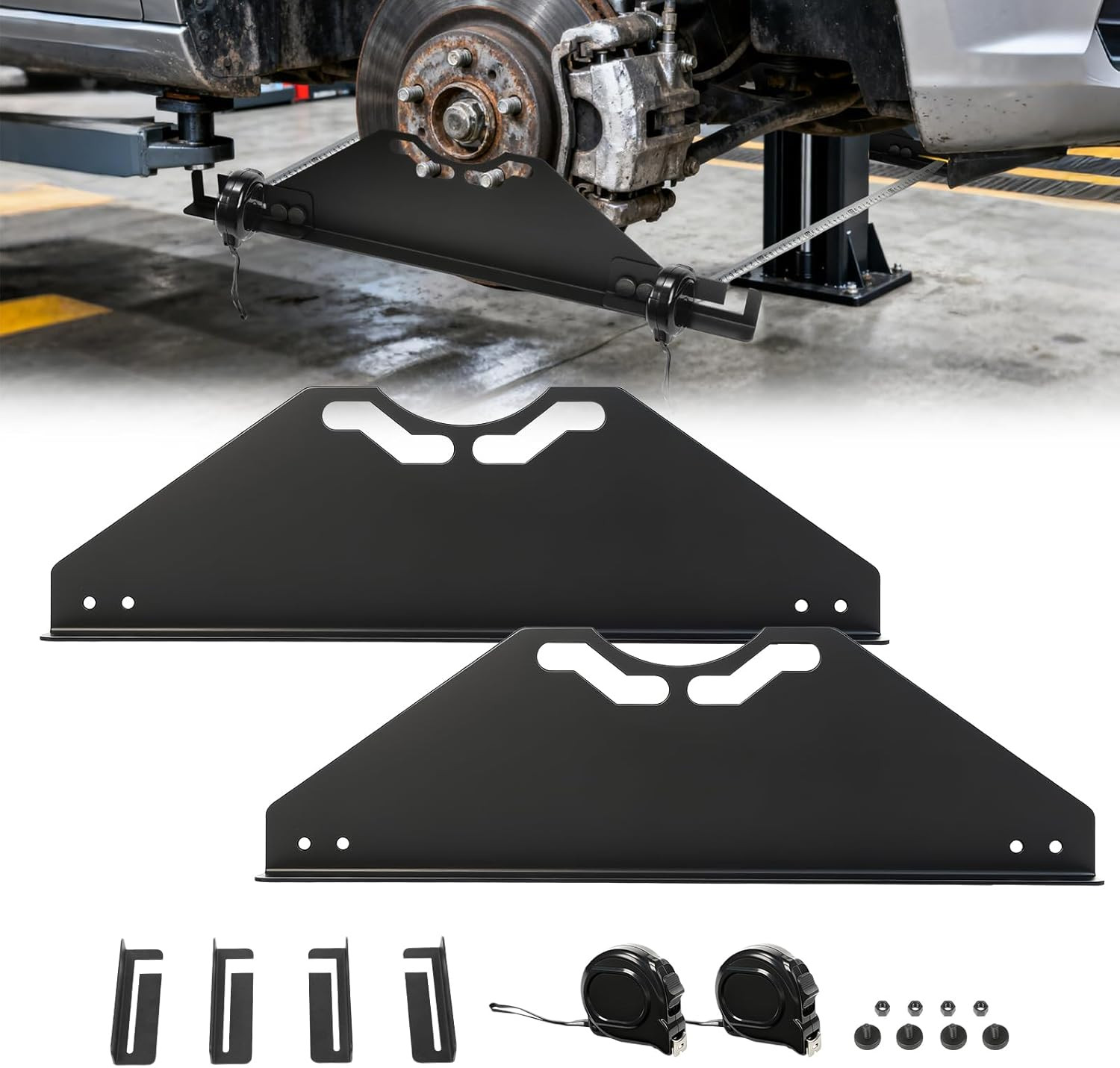 Wheel Alignment Tool with 2 Measuring Tapes, Heavy-Duty Steel Front End Alignmen