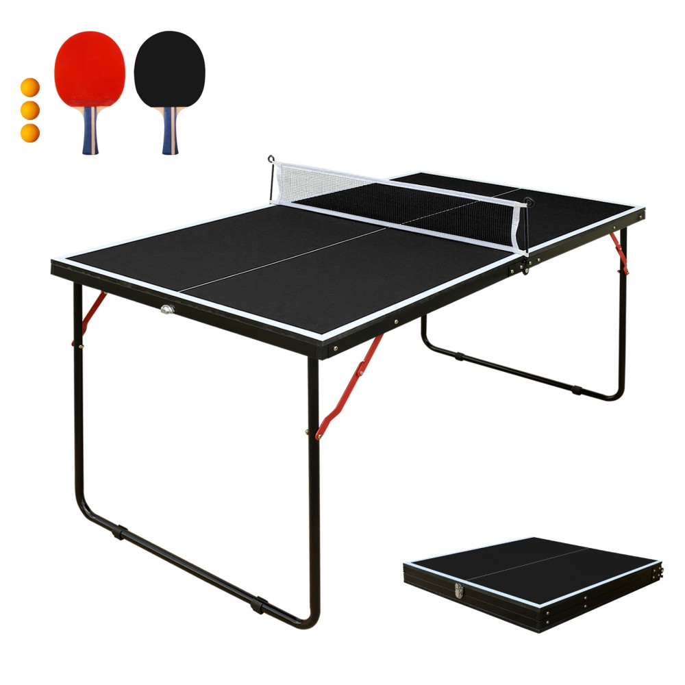 Foldable Portable Ping Pong Table Set with Net & Paddles, 4.5ft Indoor Outdoor