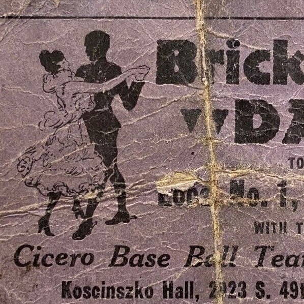 1927 Brickmakers Dance Koscinszko Hall Ball Dance Cicero Base Ball Team Schramm