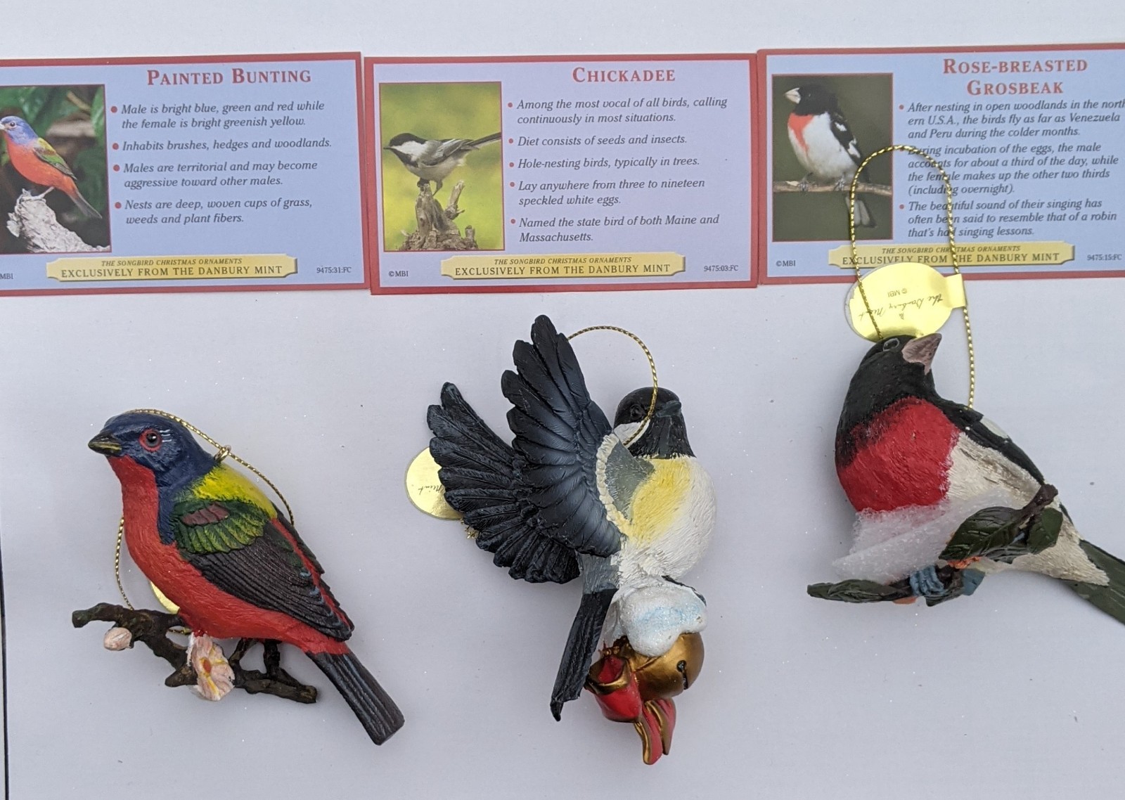 Danbury Mint Songbird Christmas Ornaments  Brand New Set of 23 With Box and Tags