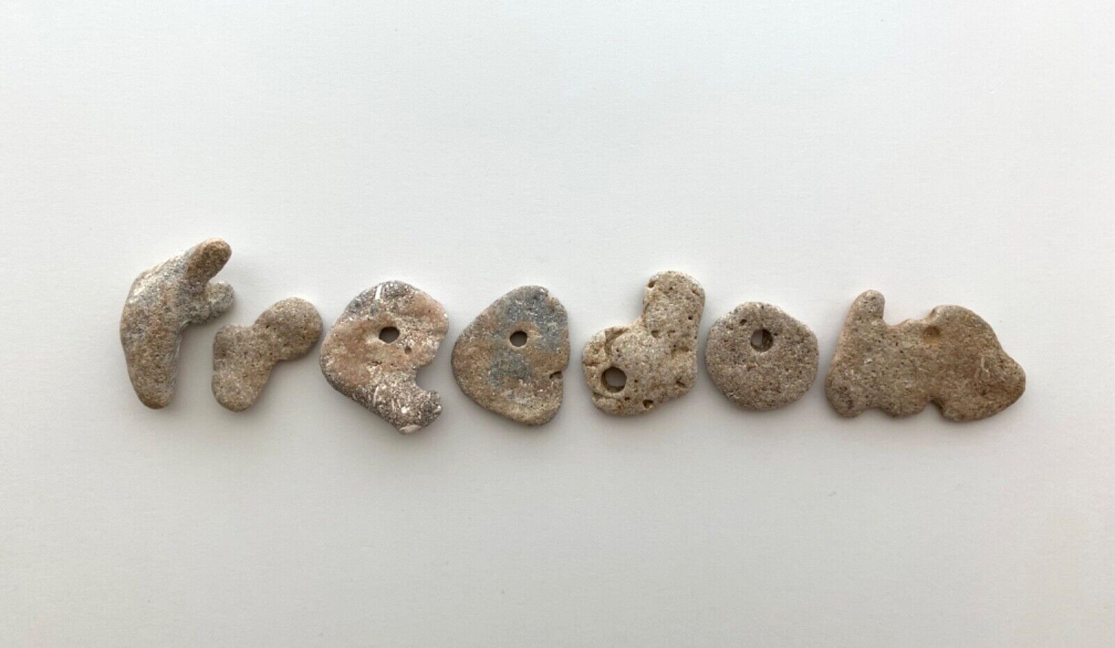 FREEDOM Beach Stones Word Rocks Natural Letter Shaped Pebble Art Sign Craft hag