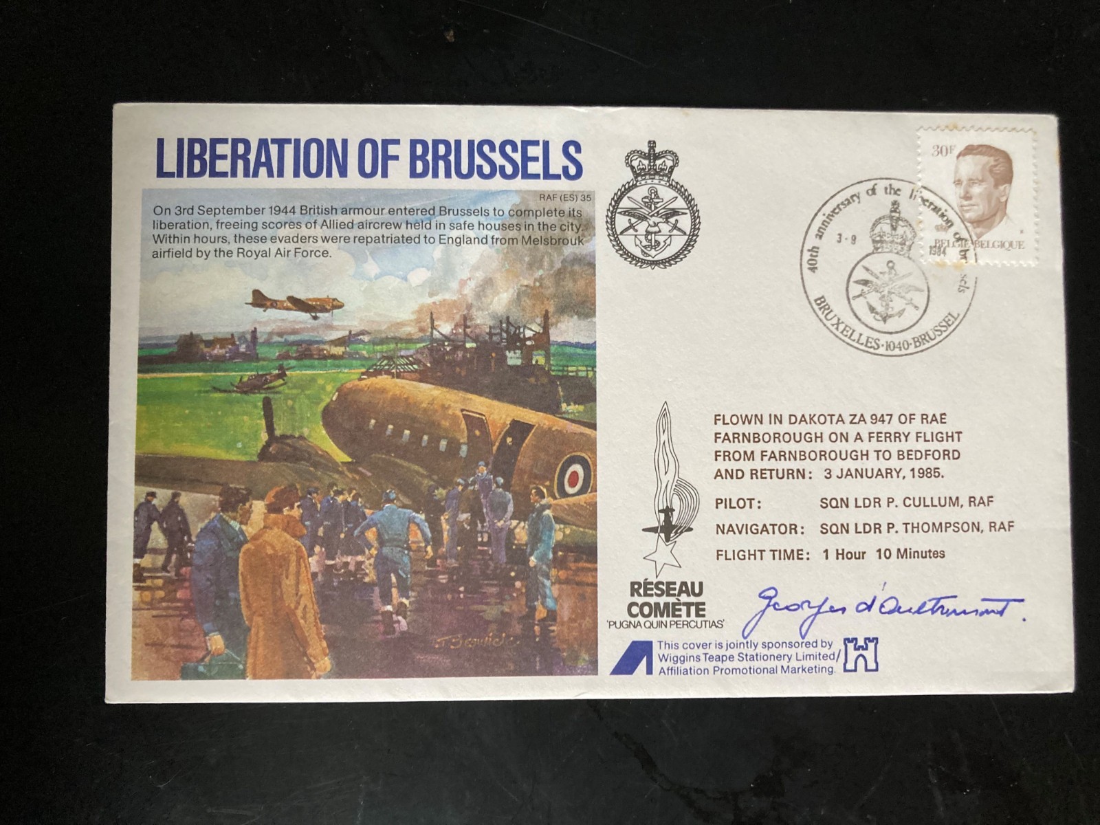 George D'Outremont WW2 SOE resistance hero signed cover Liberation of Brussels