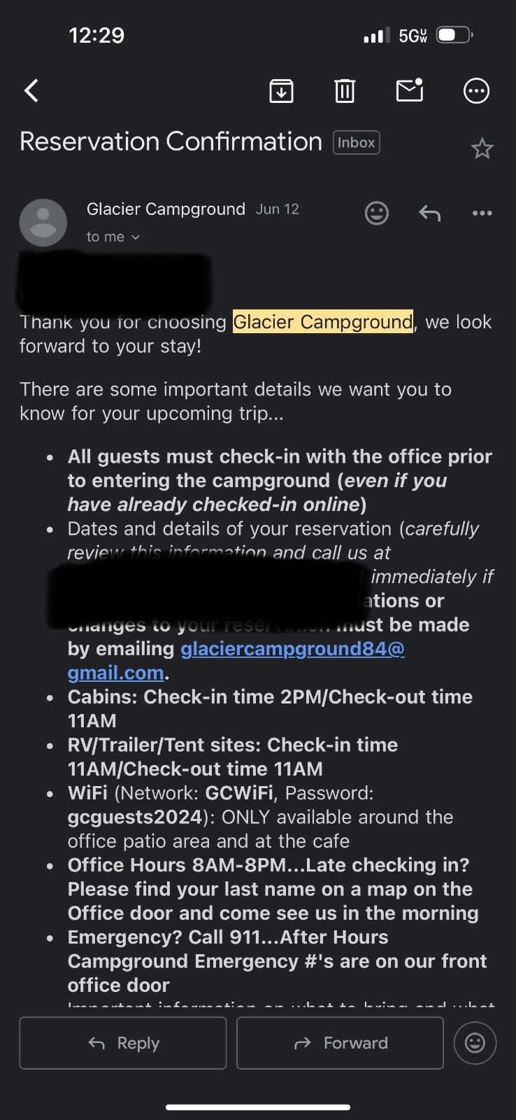 campsite reservation for medium tent in Glacier national park