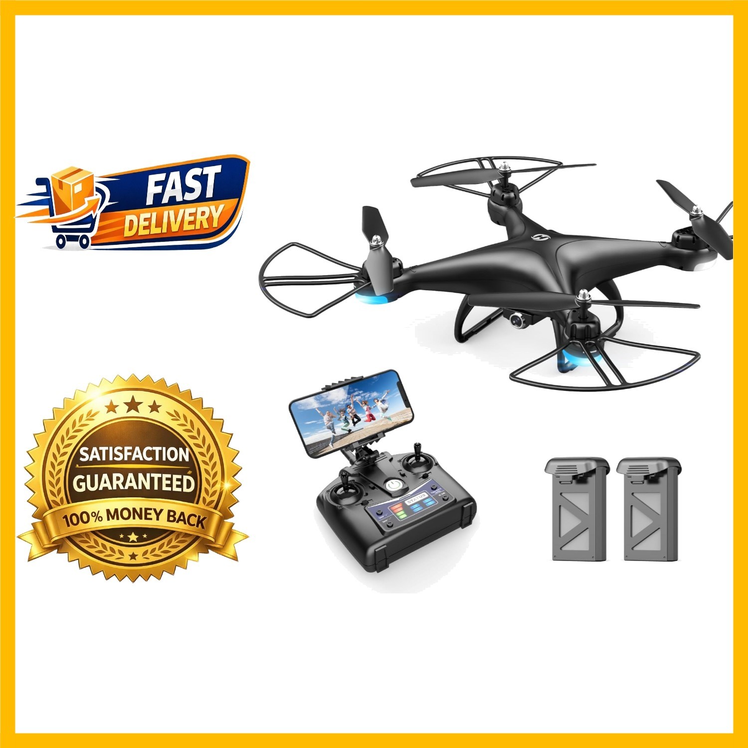 HS110D Drone: 1080P HD Camera, Altitude Hold, 3D Flip & 2 Batteries Included