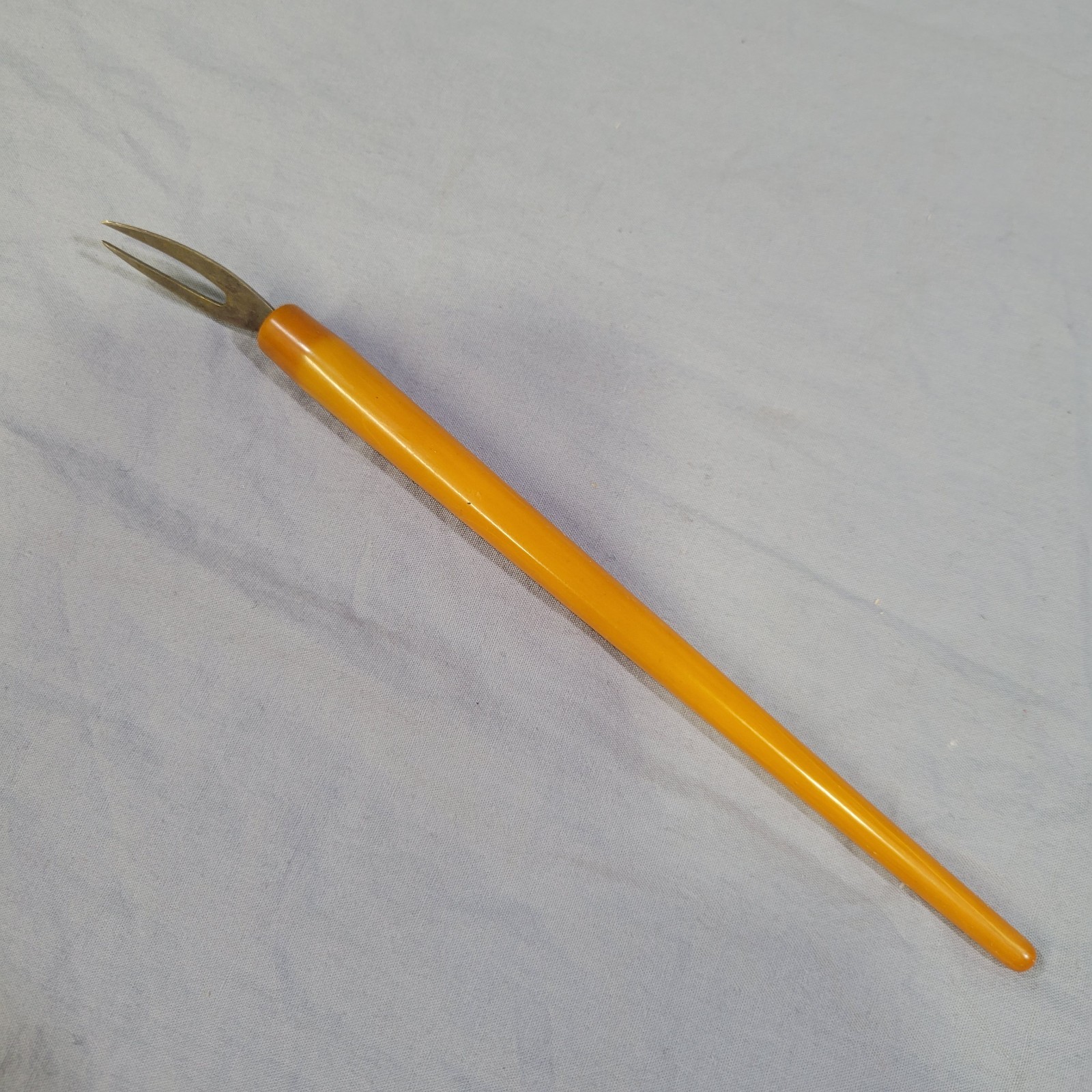Vintage Butterscotch Bakelite Cocktail Olive Pick Fork Art Deco Mid Century 7 in