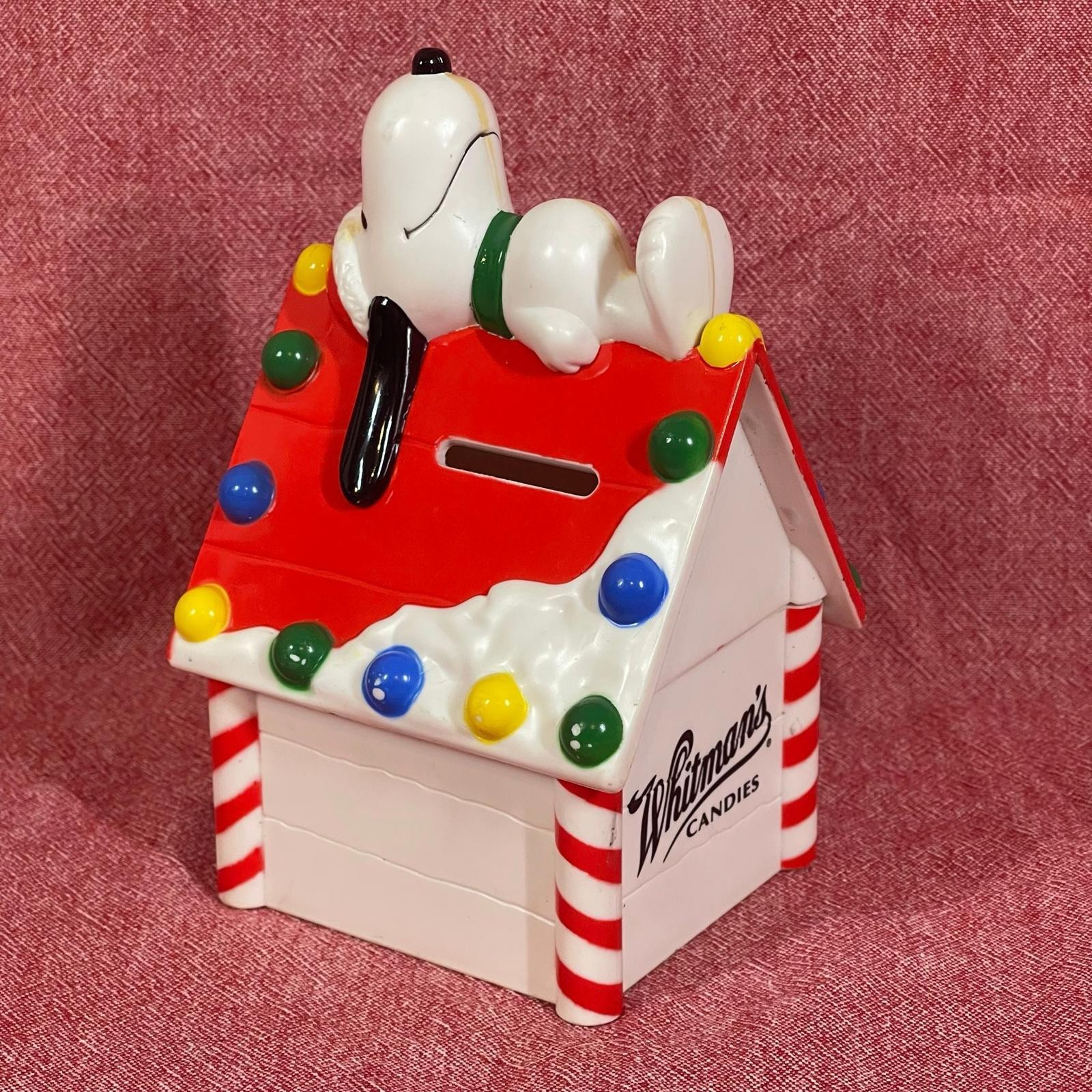 VINTAGE WHITMAN'S  PEANUTS - SNOOPY & WOODSTOCK DOG HOUSE COIN BANK