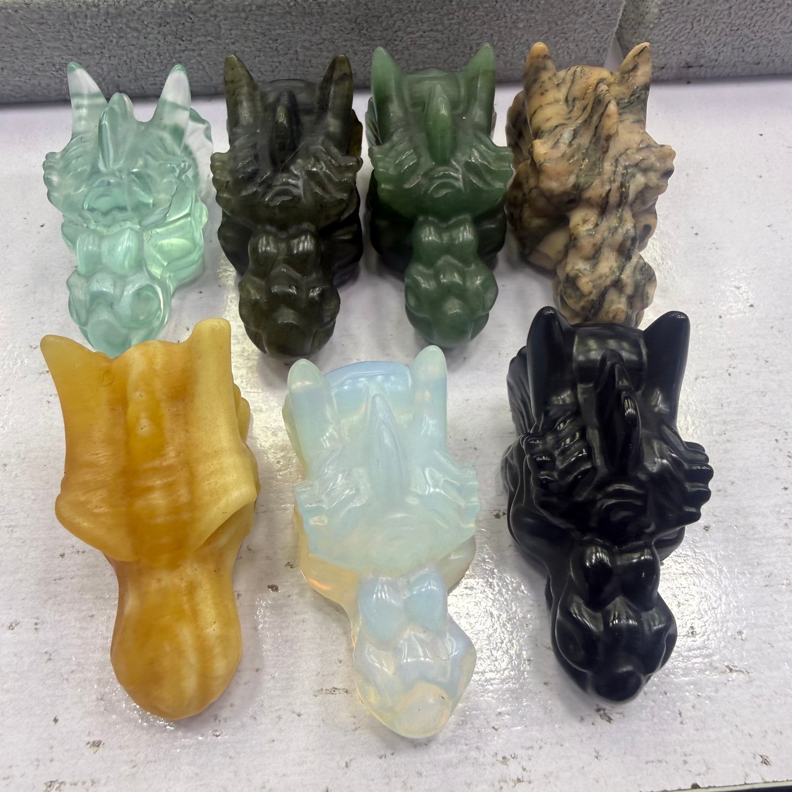 5pc 2.5" natural Mixing hdragon head Quartz Crystal Carved Reiki Healing  random