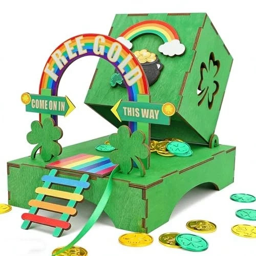 St Patrick's Day Leprechaun Trap Kit for Kids, St Patrick's Day Wood DIY