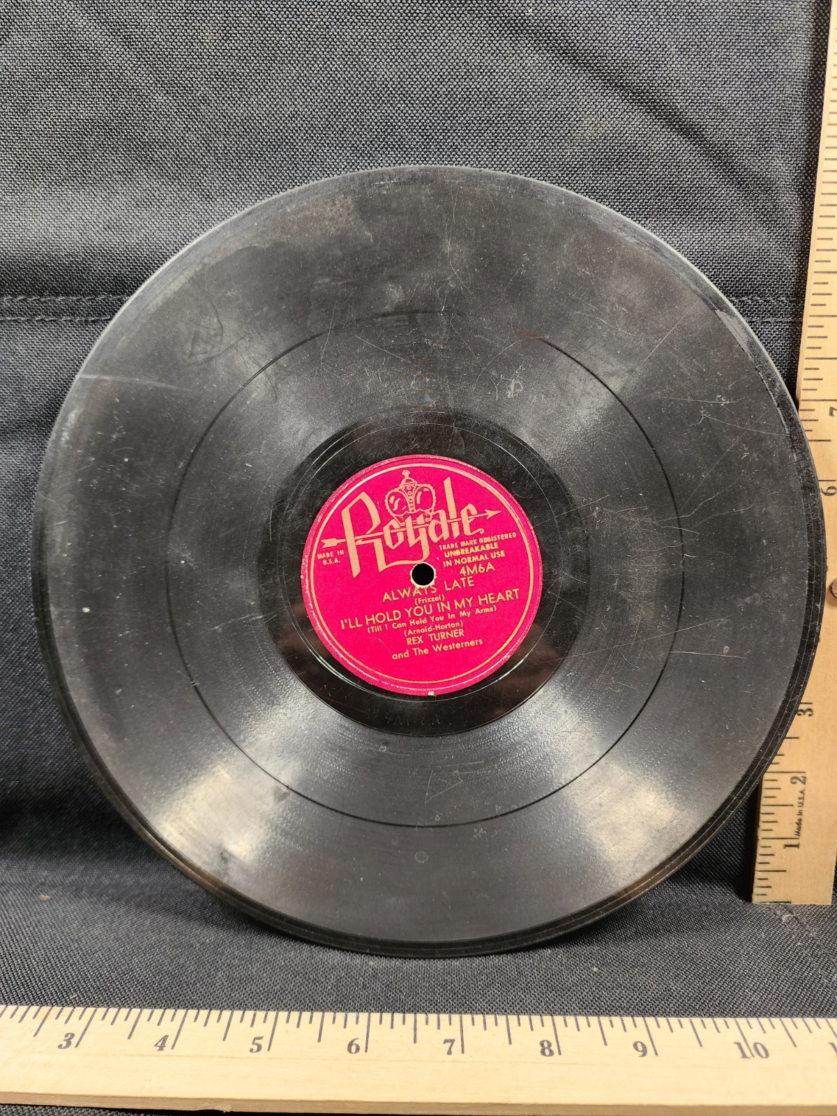 Antique 78 Record Shellac Royale Rex Turner & The Westerners Howlin At The Moon