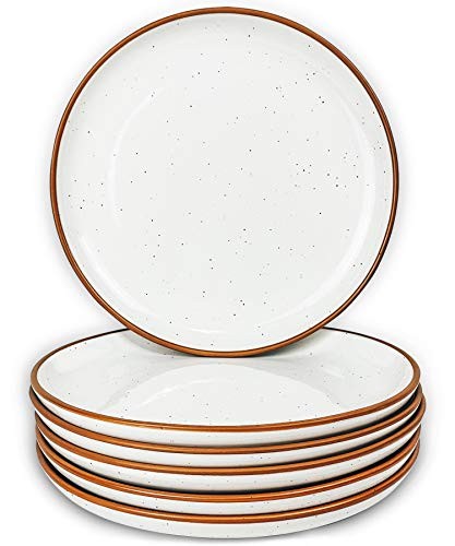 Mora Ceramic Plates Set, 7.8 in - Set of 6 - The Dessert, Salad, Vanilla White