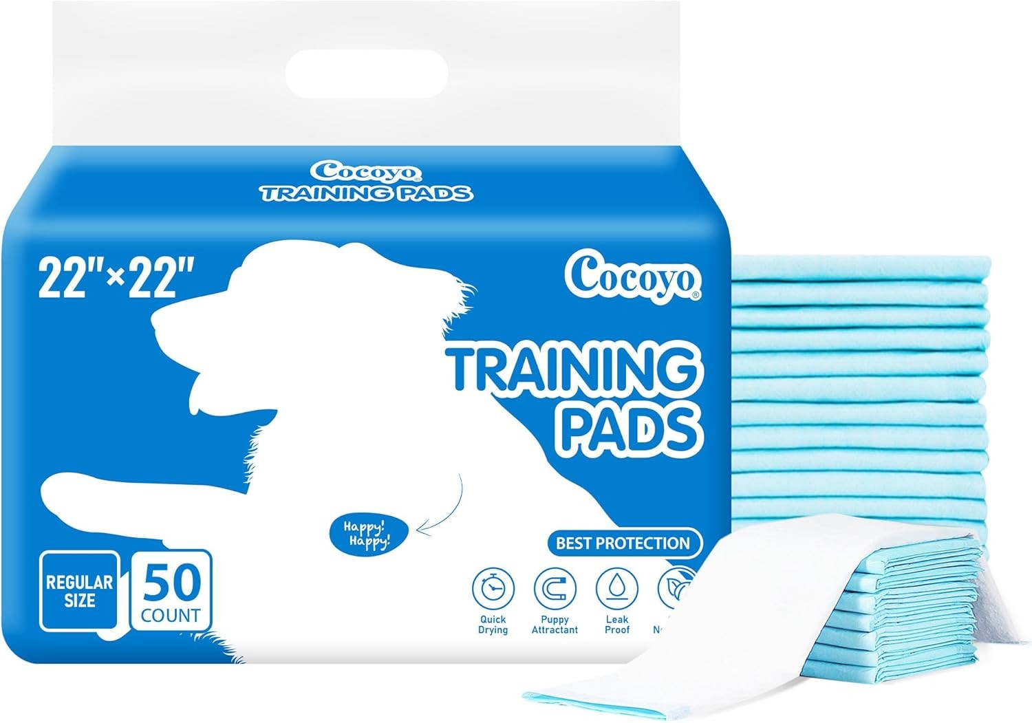 COCOYO Best Value 22"x22" Dog Training Pads 50 Count | Dog Pee Pads | Super Abso