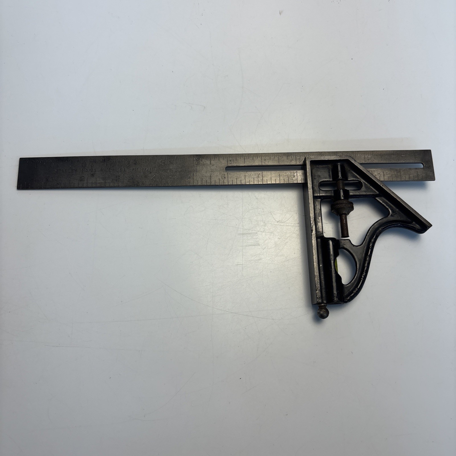 Vintage Stanley No. 21 Combination Square 12” Rule Made in USA Pat 1,984,951