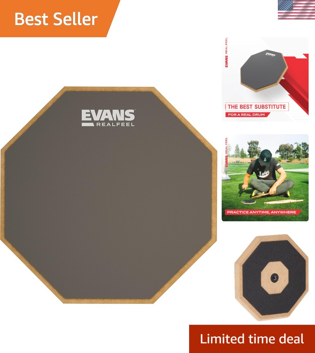 RealFeel - Drum Practice Pad - Drum Pad - Drummer Practice Pad - Gum Rubber, ...