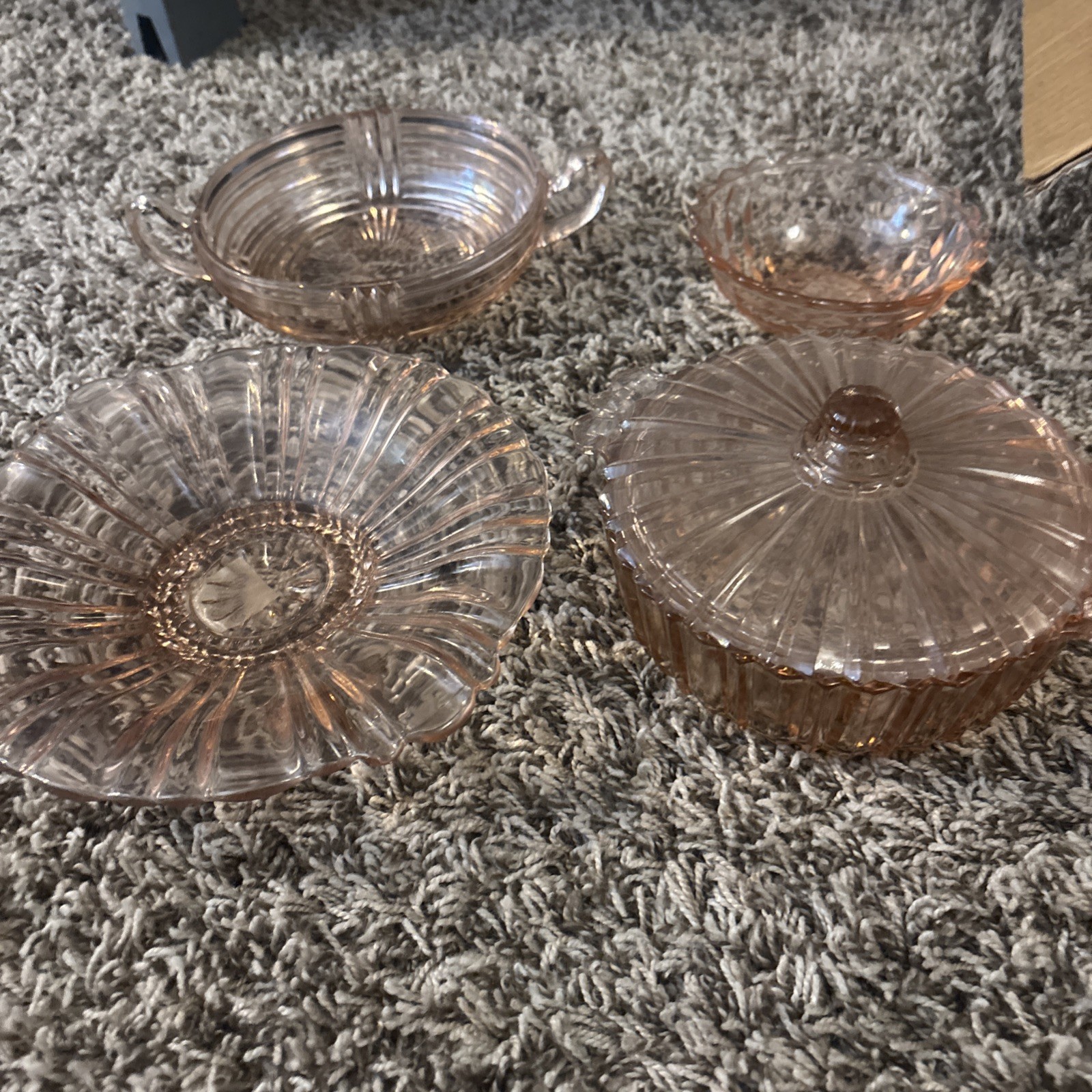 Vintage Pink Glass Dish Lot