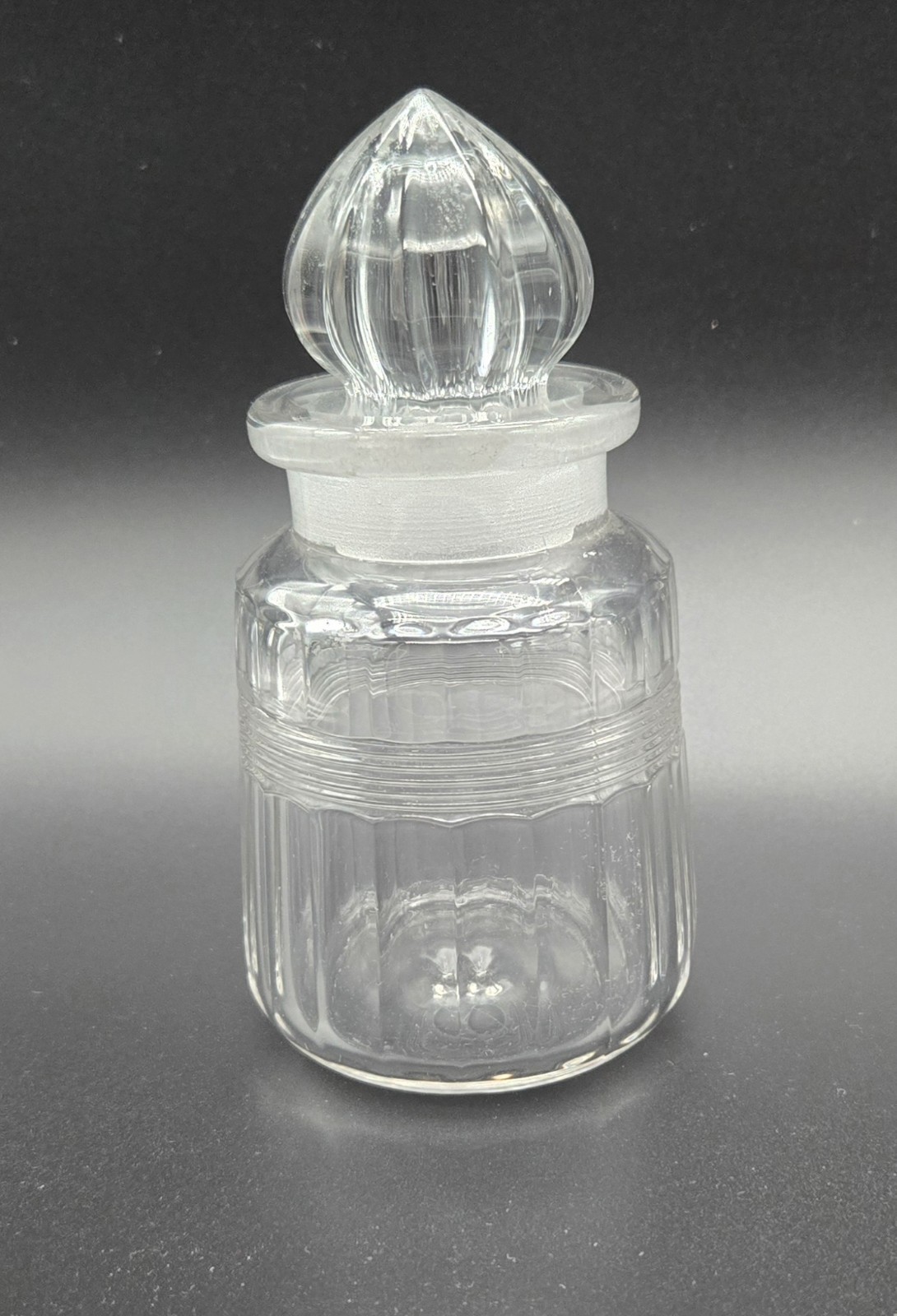 Vintage Heisey Glass "Banded Flute"  Horseradish Jar with stopper 