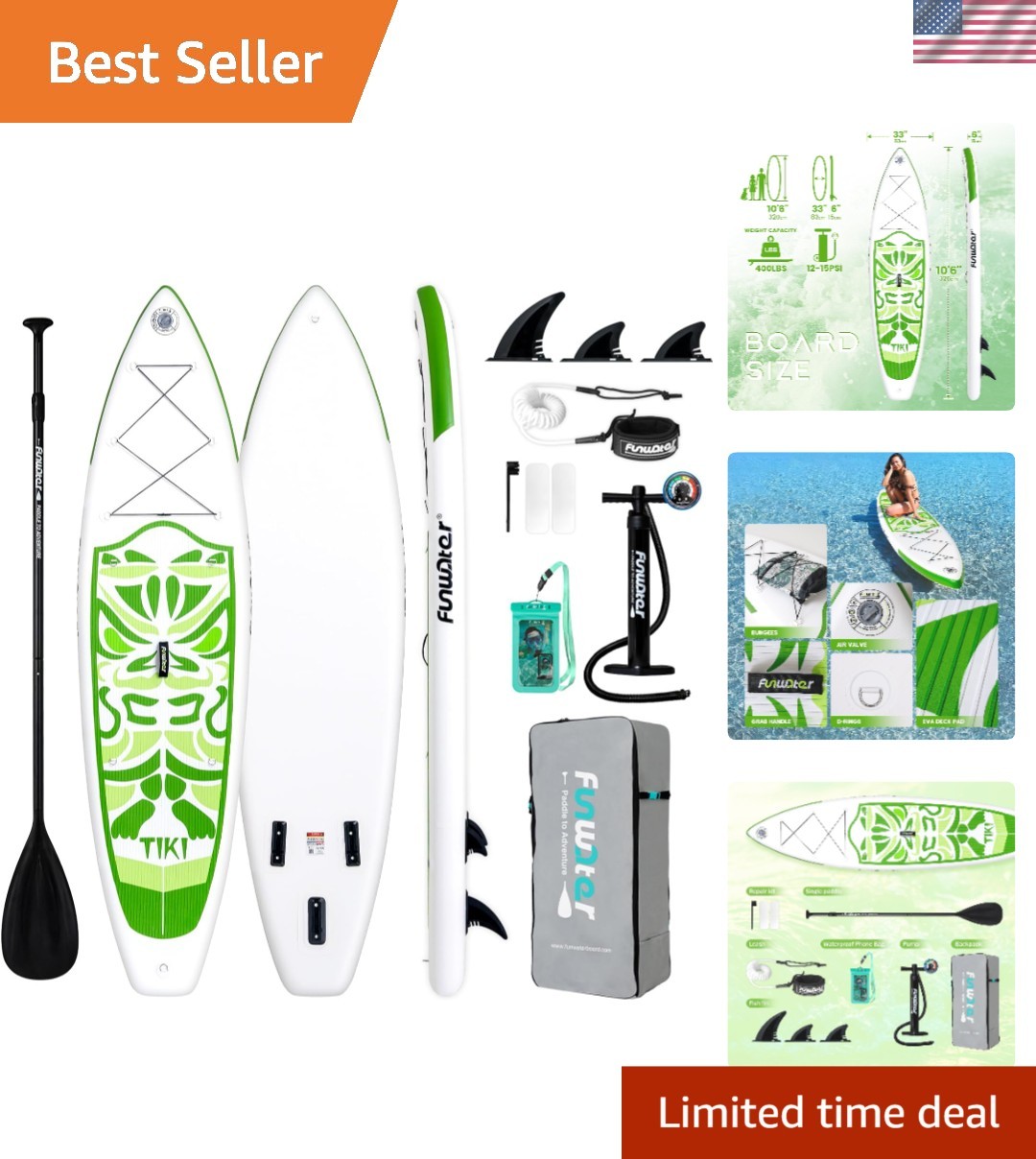 Compact and Lightweight Paddle Board with Complete Accessories for Water Fun