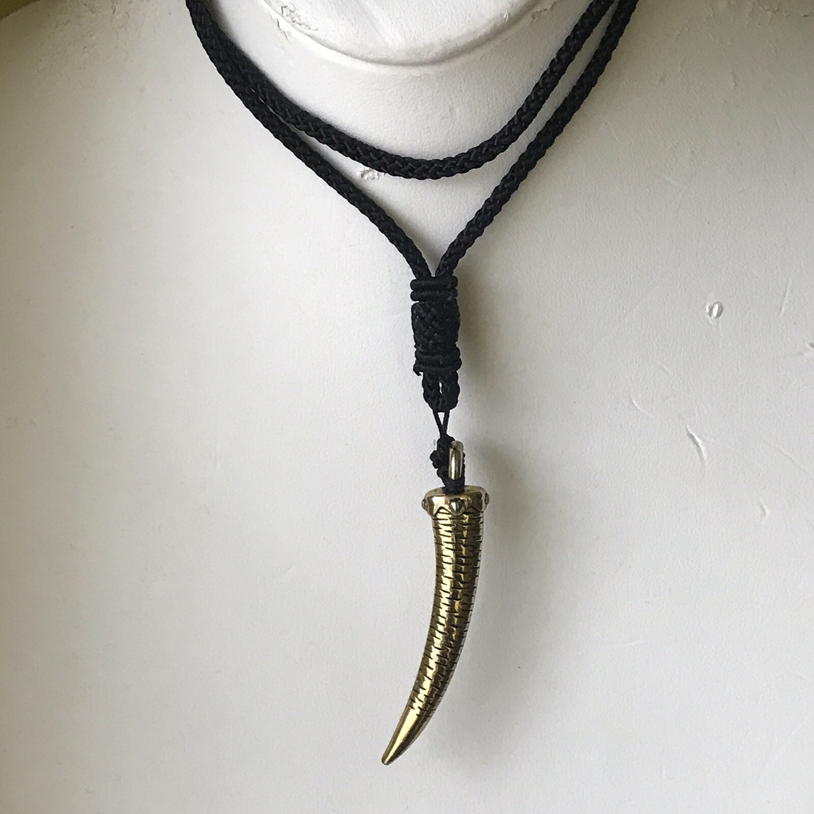 Men Gold Plated  Charm Pendant Black Rope Necklace 28"