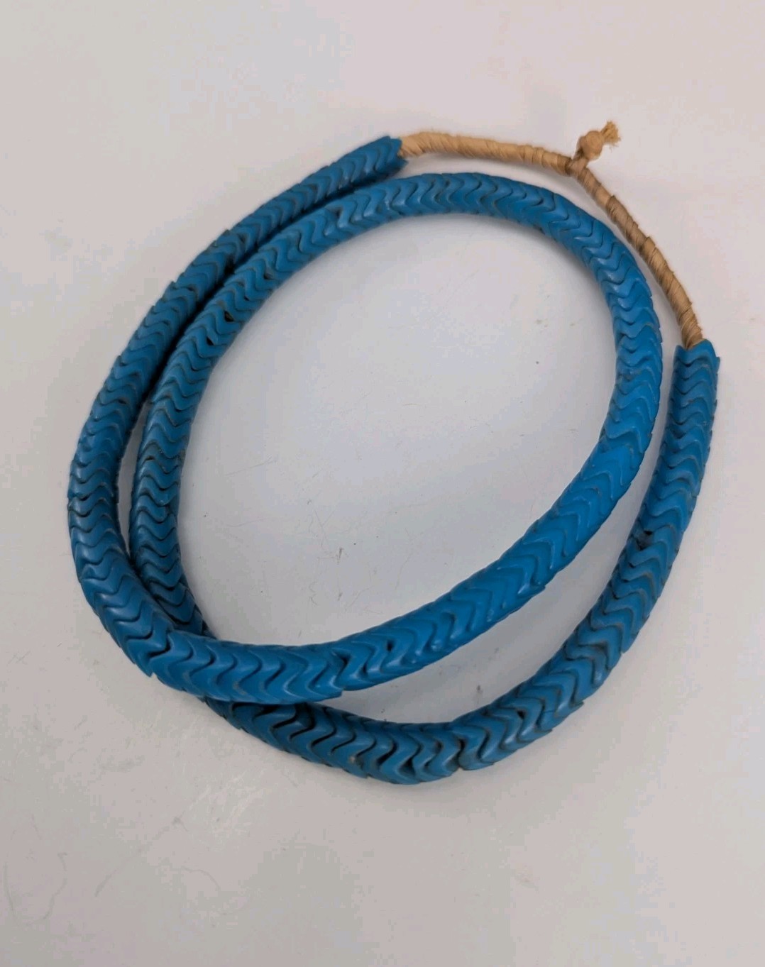  Interlocking Snake Vintage Trade Beads, two  blues, 9 mm , 26" Strand 