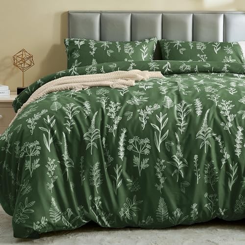  Duvet Cover Full Size, Full(80"x90") 01- Dark Green Leaves (No Comforter)