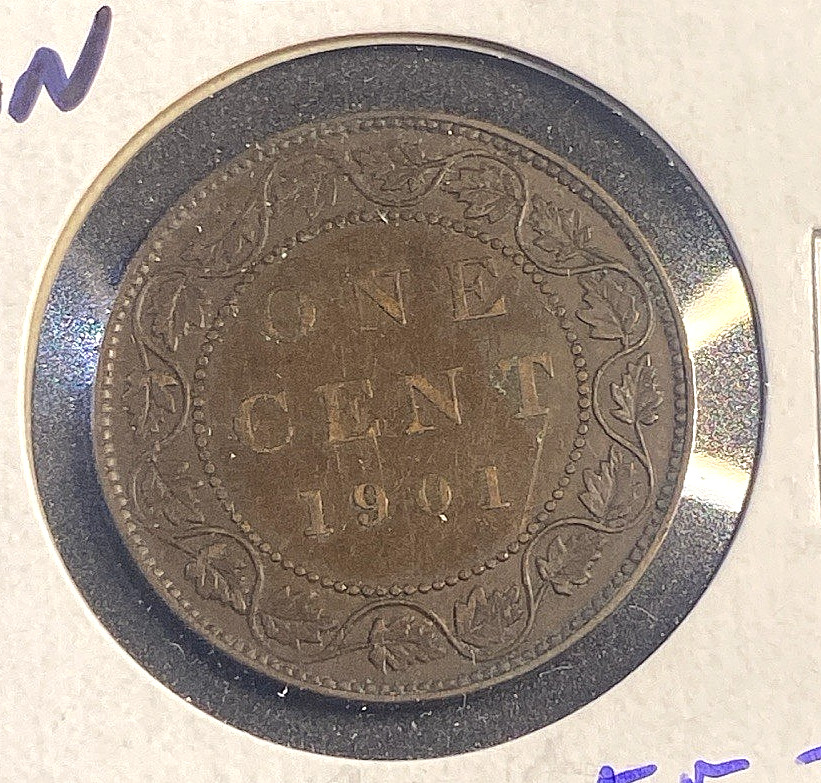 1901 Canada One Cent - Large 1 Penny - VF 30 - Queen Victoria - Bronze